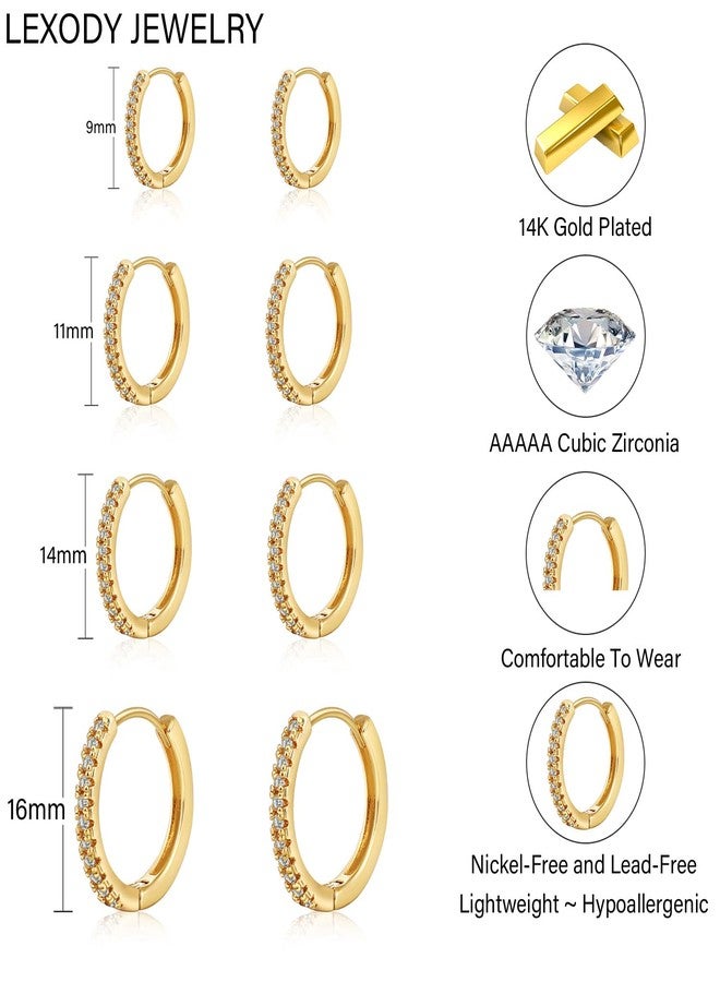 LEXODY Small Gold Hoop Earrings Set for Women, 14K Gold Plated Tiny Lightweight Huggie Hoop Earrings Trendy Dainty Cubic Zirconia Cartilage Earring Jewelry for Women Gifts - Image 5